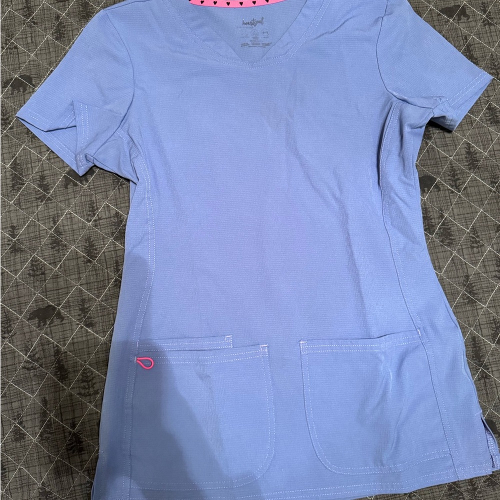 Healing Hands Sky Blue V-Neck Scrub Top
